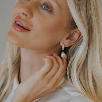 Silver Pearl Drop Earrings, 2 of 3