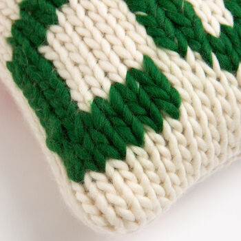 Pom Pom Christmas Tree Cushion Cover Knitting Kit, 6 of 7