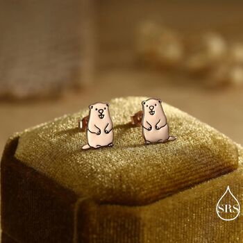 Sterling Silver Groundhog Stud Earrings, 5 of 12