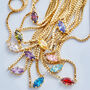 Dainty Gold Plated Navette Birthstone Necklace, thumbnail 4 of 10