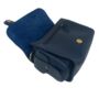 Small Leather Crossbody Satchel Handheld Handbag Dark Navy Blue With Side Pockets, thumbnail 5 of 8