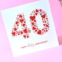 Love Hearts Ruby 40th Anniversary Card, thumbnail 3 of 3