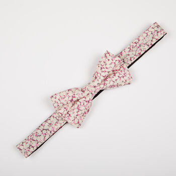 Mens Pink And White Floral Print Bow Tie, 5 of 6