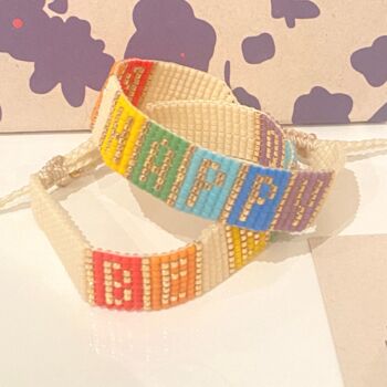 'Be Happy' Japanese Bead Rainbow Bracelet, 2 of 3