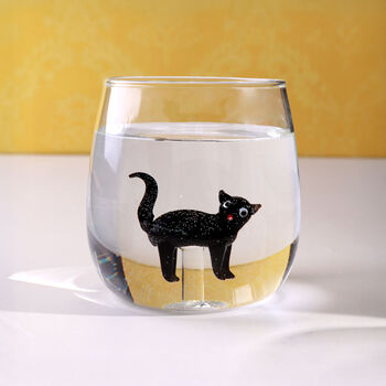 G Decor Handmade Curious And Playful Cats Glass Tumbler, 3 of 5