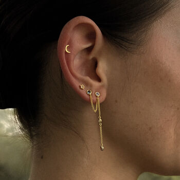 Minimalist Moon Stud 14k Gold Plated Earrings, 2 of 5