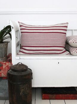 Super Stripe French Raspberry Cushion, 3 of 4