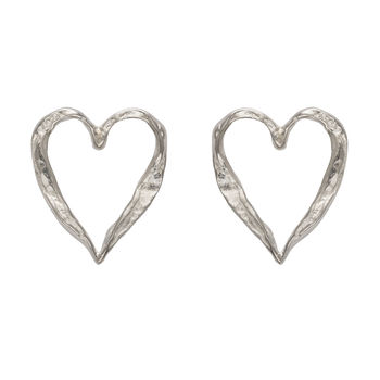 Sterling Silver Textured Open Heart Studs, 2 of 4