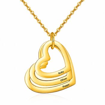 Personalised Multi Hearts Shaped Engraved Necklace, 3 of 10