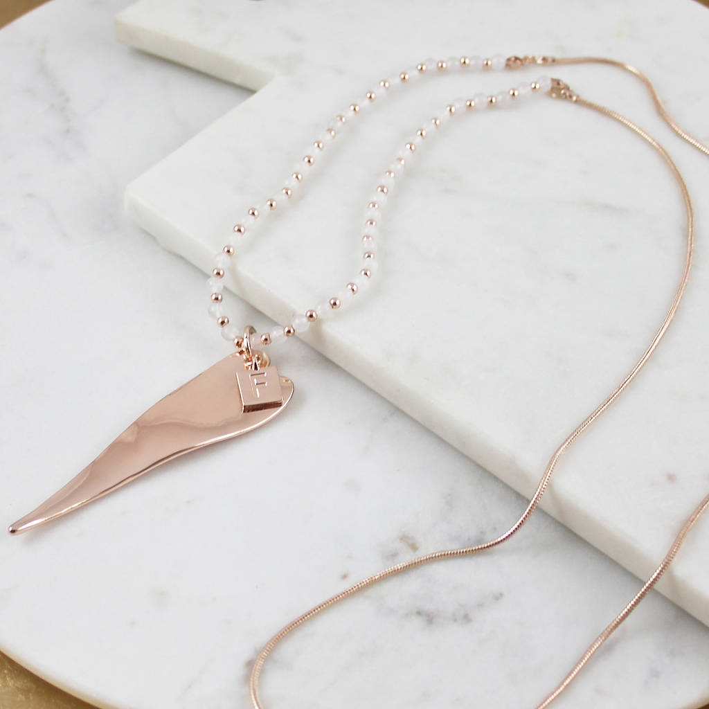 personalised long heart necklace by my posh shop