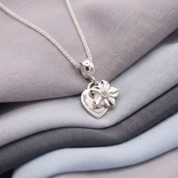 Forget Me Not Memorial Heart Personalised Silver Necklace, 3 of 10