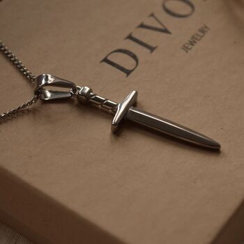Man Sword Pendant, Stainless Steel Sword Necklace, 5 of 6