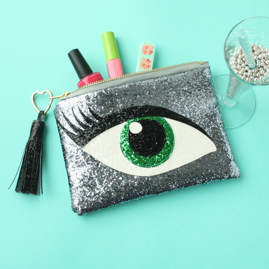 glitter eye clutch bag green by sos15