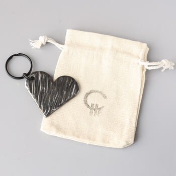 Textured Love Heart Iron Keyring. Available In Two Designs, 6 of 8