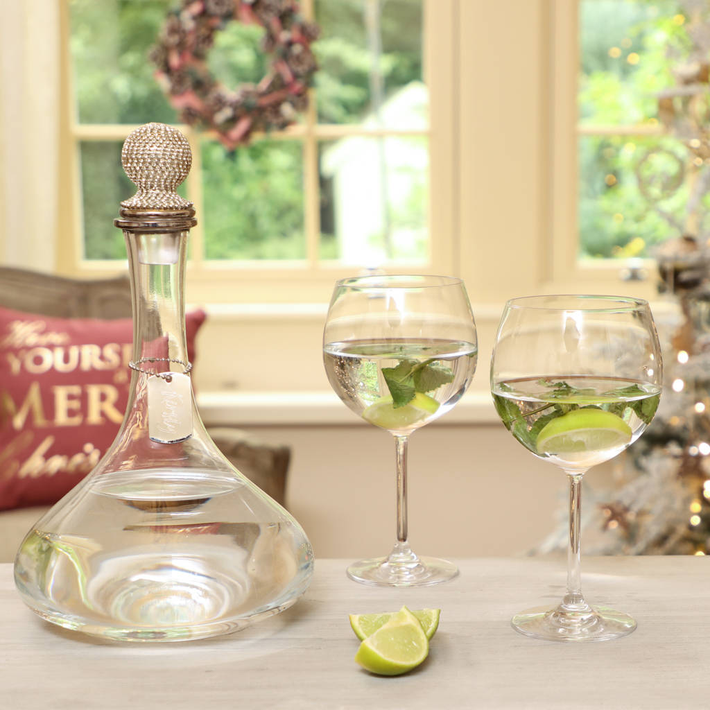 personalised glitter ball gin decanter by dibor