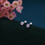 Tiny Pink Cz Barbell Earrings In Sterling Silver, thumbnail 4 of 12