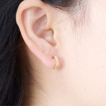 Gold Beaded Tiny Hoops, Minimalistic Hoop Earrings, 2 of 7