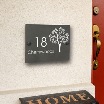 Personalised Tree Slate House Number Sign, 2 of 2