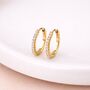 Solid 9ct Gold Diamond Huggie Hoop Earrings – 10mm, thumbnail 2 of 8