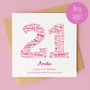 Pink Star Personalised Birthday Card For Her – Any Number, thumbnail 1 of 7