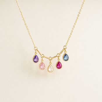 Family Birthstone Necklace With Teardrop Crystals, 2 of 6