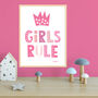 Girls Rule Scandi Nursery Pink Print, thumbnail 1 of 3