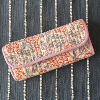 Quilted Block Print Toiletry Roll Up Pouch: Travel Kit, 10 of 12