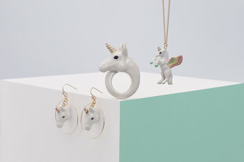 Pastel Unicorn Round Drop Earrings, 2 of 2