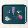 Splendid Sea Creatures Large Wooden Tea Tray, thumbnail 1 of 6