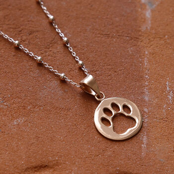 Sterling Silver Paw Print Necklace, 6 of 8