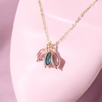 Rose Gold Plated Family Birthstone Marquise Necklace, 3 of 7