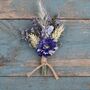 Set Of Three Wedding Dried Flower Dainty Buttonholes Meadow Blues, thumbnail 4 of 4