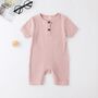 Short Sleeve Ribbed Cotton Baby Romper, thumbnail 3 of 7