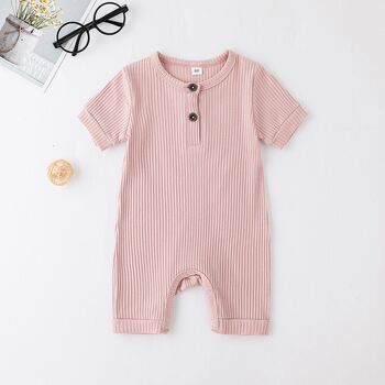 Short Sleeve Ribbed Cotton Baby Romper, 3 of 7