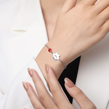 Personalised Dog Paw Print Bracelet With Birthstone, 3 of 10