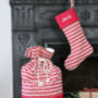Personalised Santa Sack Christmas Stocking Set Chevrons, thumbnail 1 of 8