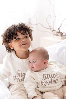 Embroidered Big/Little Sibling Knitted Jumpers, Brother And Sister Available, 9 of 12
