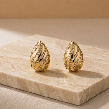Crystal Dome 18k Gold Plated Waterproof Earrings, 2 of 4