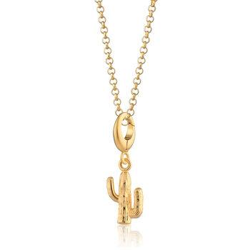 18ct Gold Cactus Charm Necklace, 2 of 5