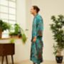 Men's Kimono Ocean Blue Silk Blend, thumbnail 2 of 4