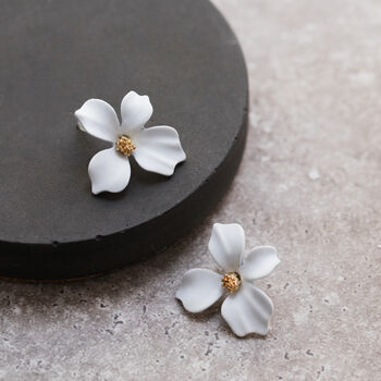 Hand Painted Flower Shaped Stud Earrings In Colours, 8 of 11