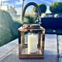 Copper Hurricane Lantern With Rope Handle, thumbnail 6 of 10