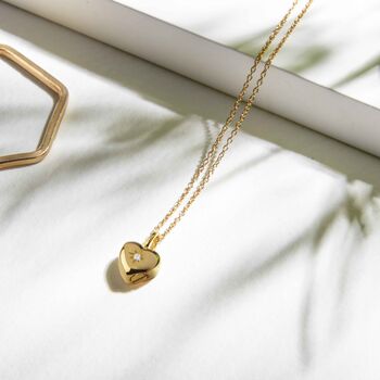 Tiny Crystal Heart Urn Ashes Necklace 18 K Gold Plated, 3 of 7