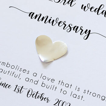 Personalised 23rd Wedding Anniversary Card With Silver Heart, 4 of 7