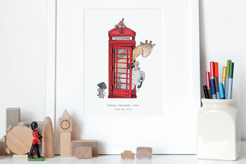 Personalised British Telephone Box Print For Kid's Room, 3 of 9