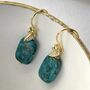 Chinese Turquoise And Gold Leaf Earrings, thumbnail 3 of 7
