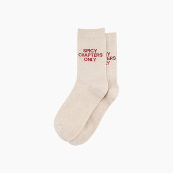 Spicy Chapters Only Combed Cotton Glitter Socks In Cream, 3 of 4