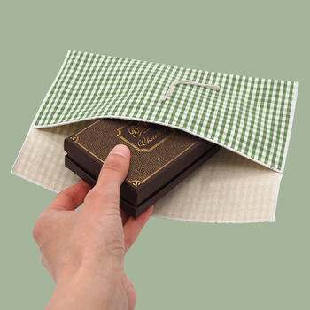Reusable Organic Gingham Eco Envelope Tall | Sage Green, 5 of 5