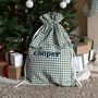 Personalised Green Gingham Gift Sack Embroidered, thumbnail 3 of 12