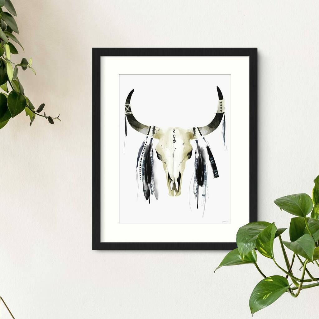 bohemian cow skull print by green lili | notonthehighstreet.com